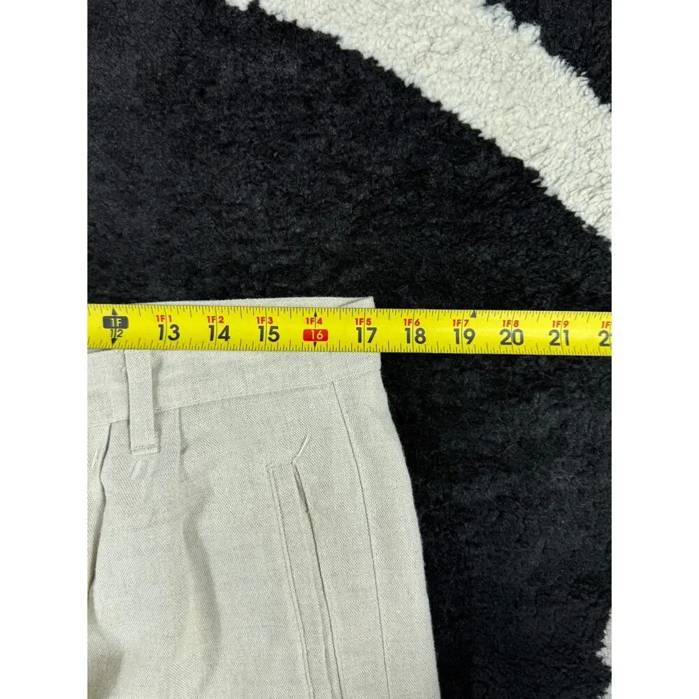 Vintage Dockers Pants Mens 34x29 Linen Blend Cream Casual Beach Cuffed